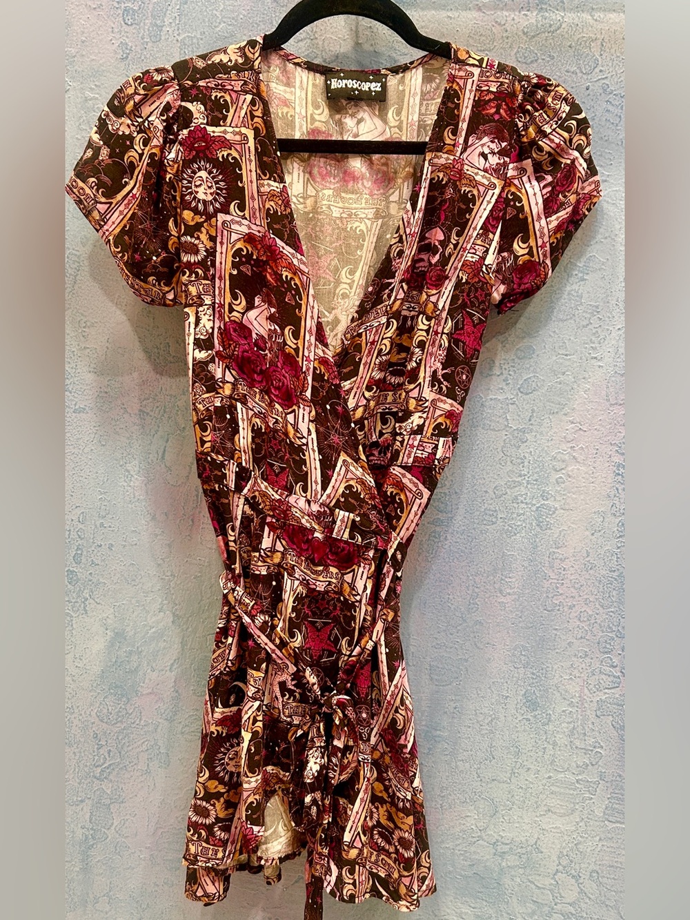 Horoscopez, tarot-print wrap dress